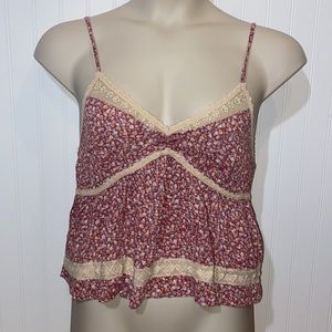 Aeropostale boho floral crochet edge  crop top